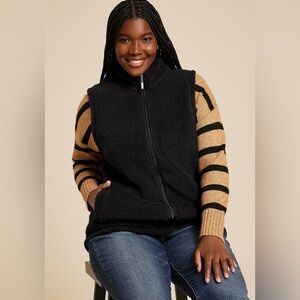 Maurices RMG Plus Size Favorite Sherpa Fleece Zip Vest Pockets Size XXL Black